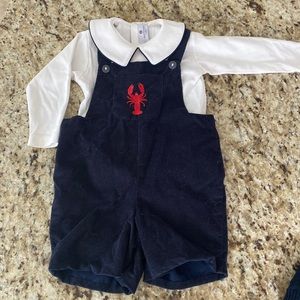 Nantucket Kids lobster shortalls with shirt